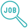 Icon of magnifying glass with the word job written inside